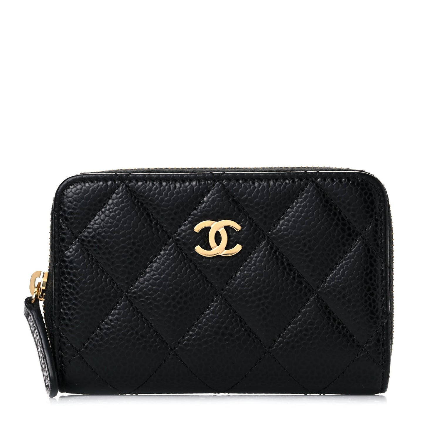 Caviar Quilted Zip Coin Purse Black