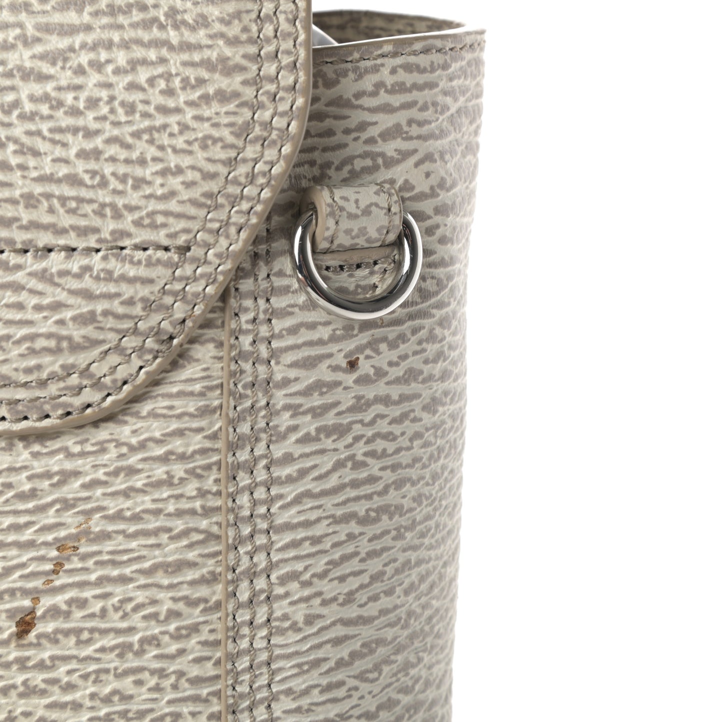 Shark Embossed Textured Calfskin Large Pashli Satchel Ivory Dove