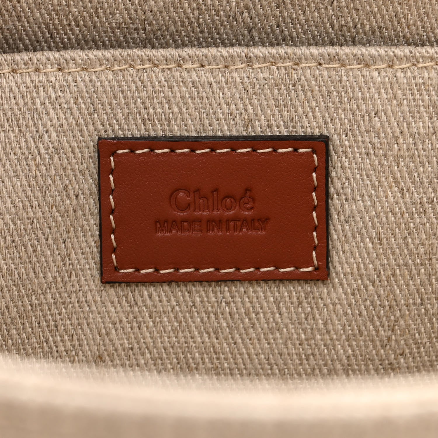 Chloe Cotton Calfskin Medium Woody Ribbon Tote White Brown 6 of 9