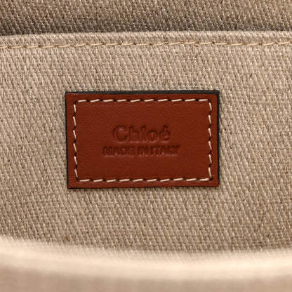 Chloe Cotton Calfskin Medium Woody Ribbon Tote White Brown 6 of 9