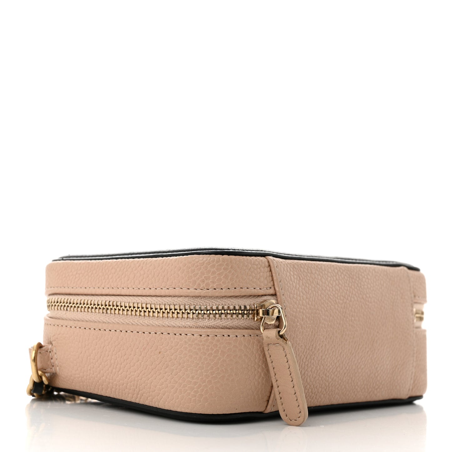 Caviar Quilted CC Filigree Vanity Clutch With Chain Beige Black