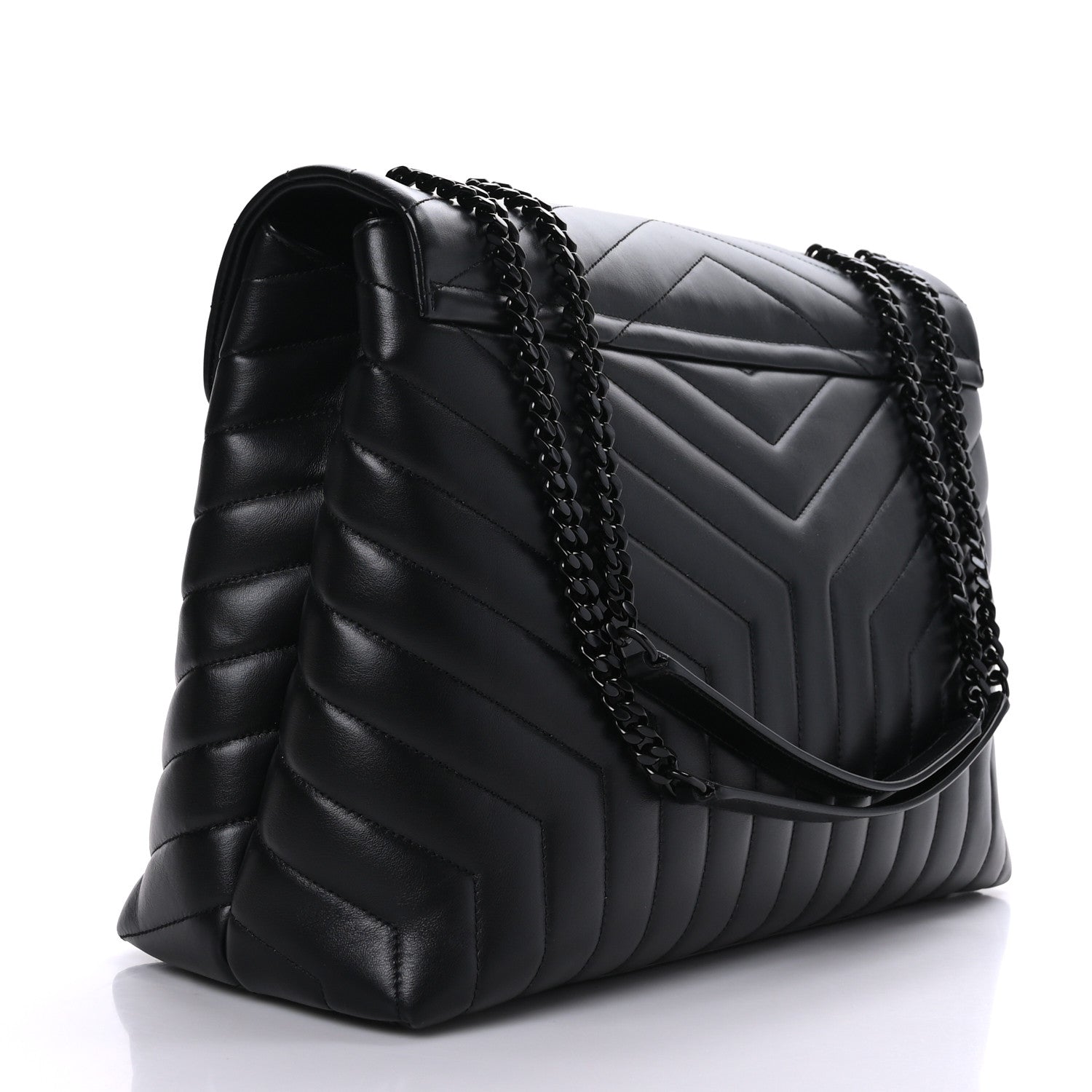Saint Laurent Calfskin Y Quilted Monogram Large Loulou Chain Satchel Black 3 of 9