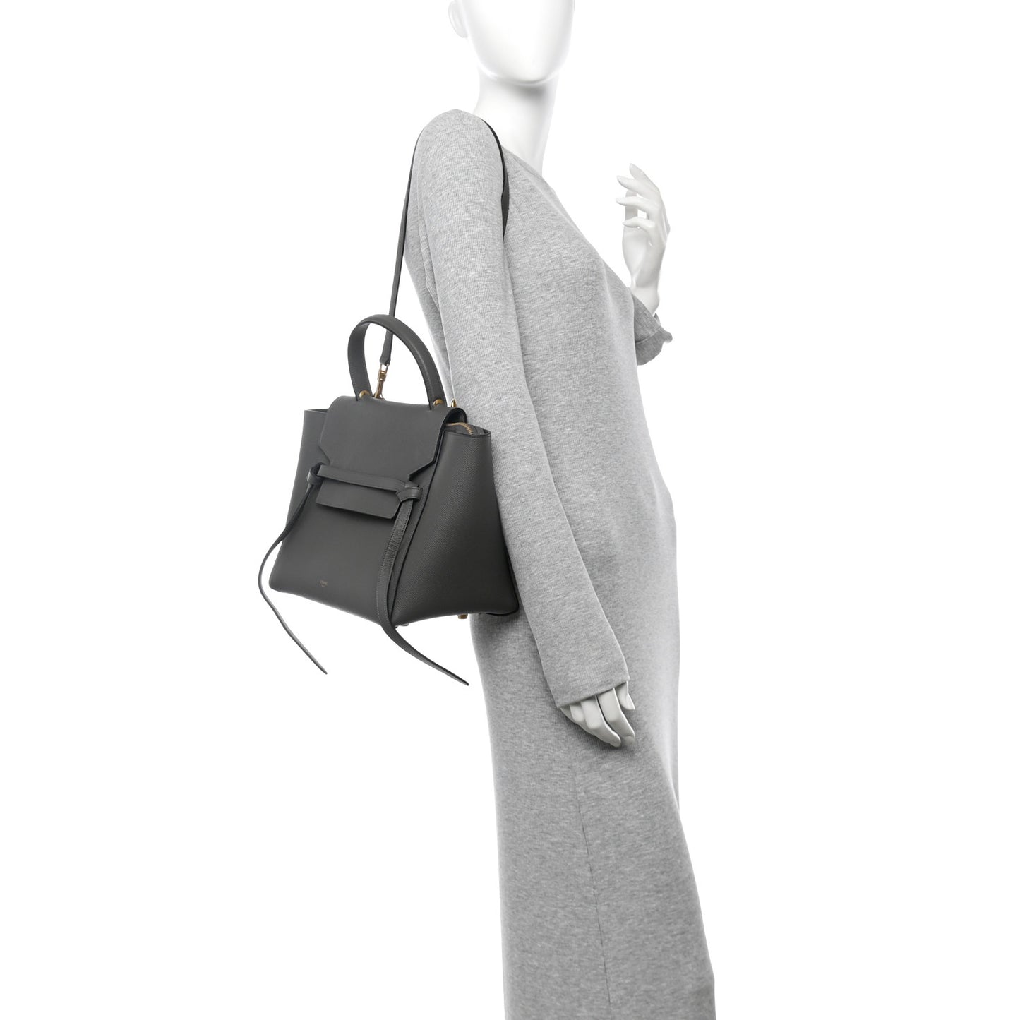 Grained Calfskin Mini Belt Bag Grey