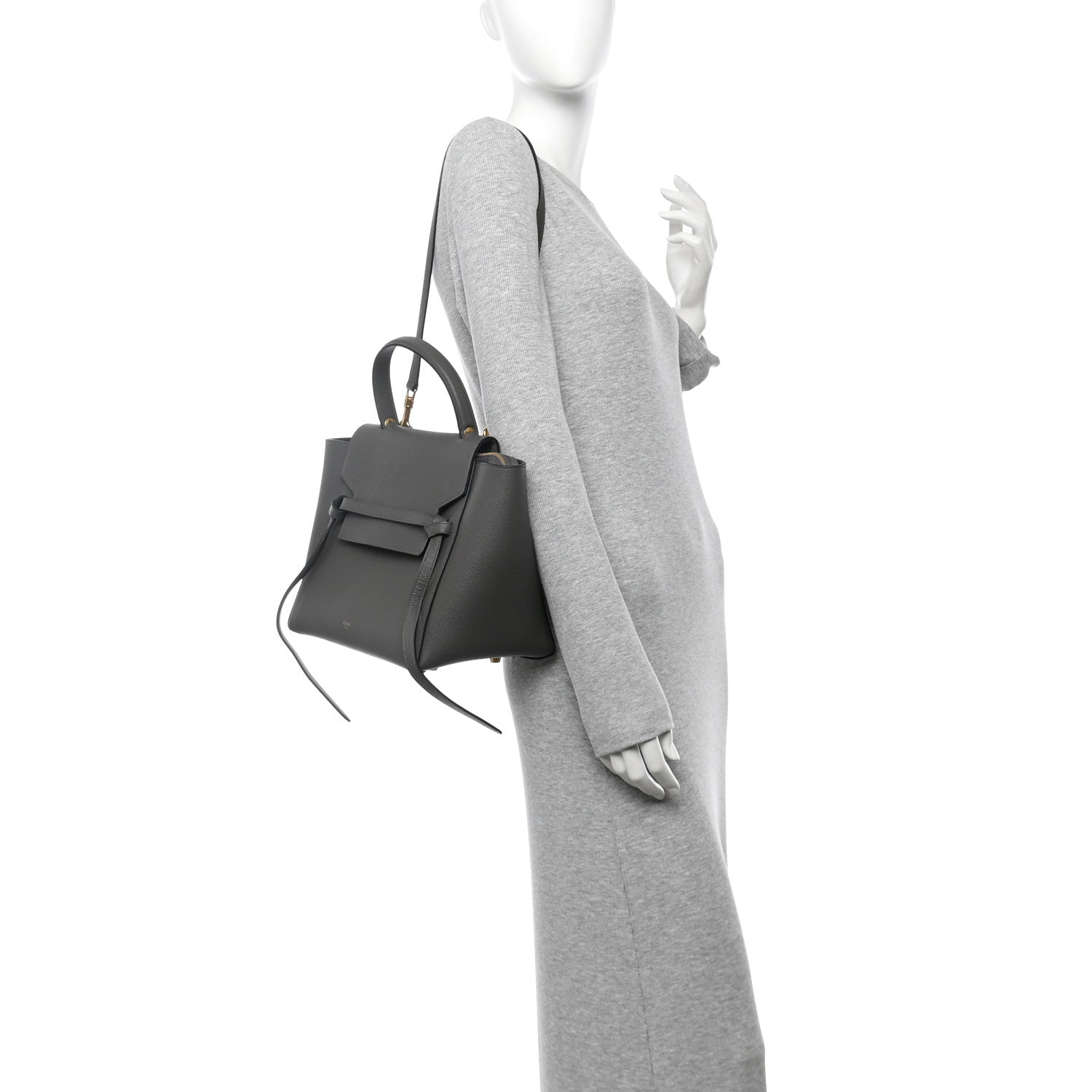 Celine Grained Calfskin Mini Belt Bag Grey 2 of 13