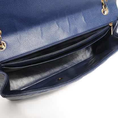 Chanel Caviar Maxi Single Flap Dark Blue 5 of 10