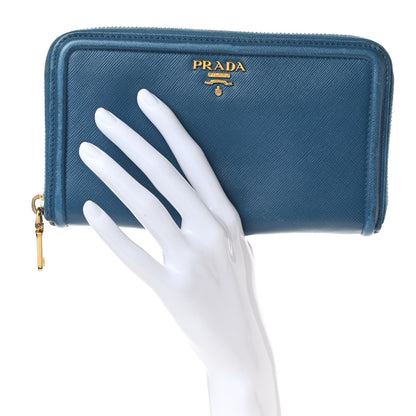 Prada Saffiano Zip Around Wallet Cobalto 2 of 11