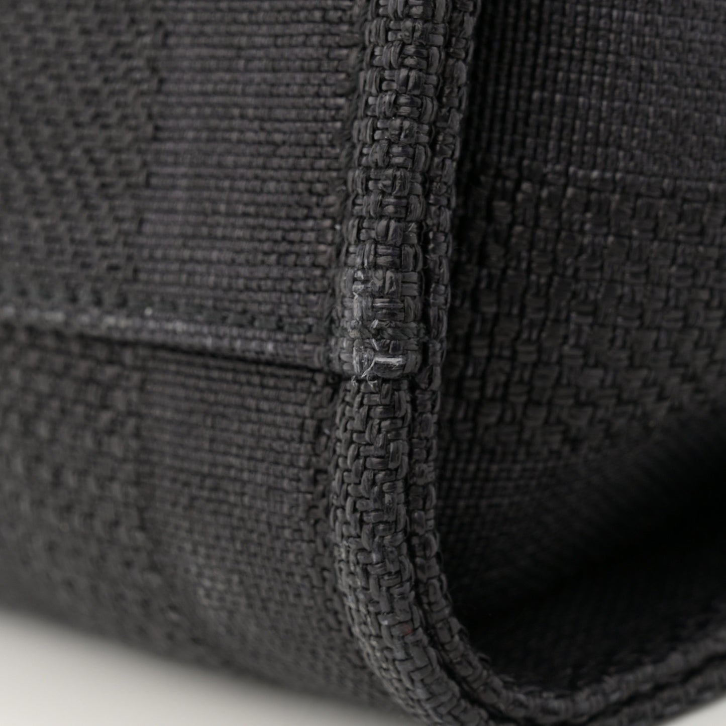 Mixed Fibers Calfskin Striped Medium Deauville Tote Black