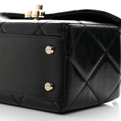 Chanel Shiny Calfskin Quilted Small CC Top Handle Box Bag Black 10 of 11