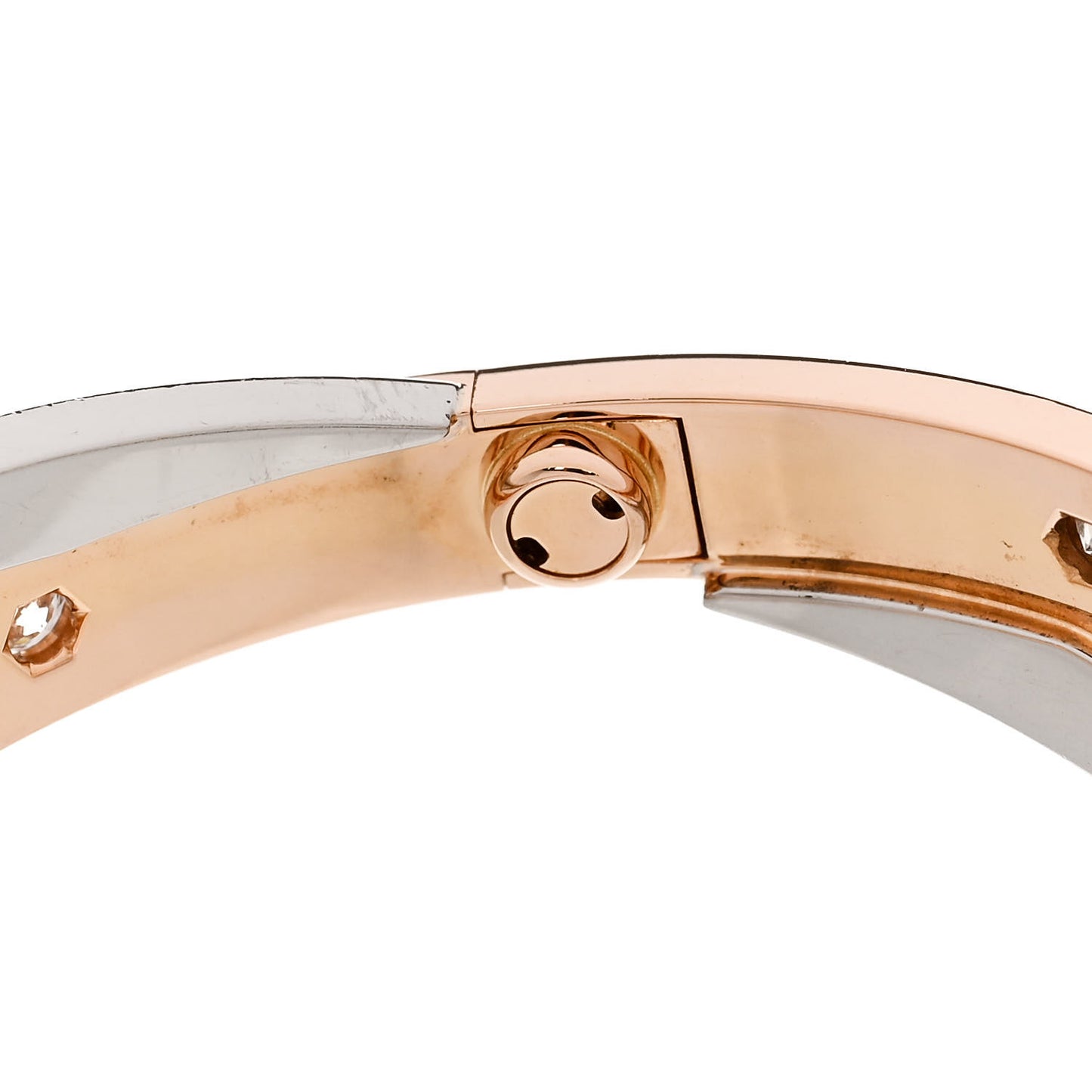 18K Pink White Gold 12 Diamond Double LOVE Bracelet 17