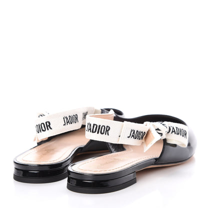 Christian Dior Patent Ribbon J'Adior Slingback Ballet Flats 37 Black 5 of 9