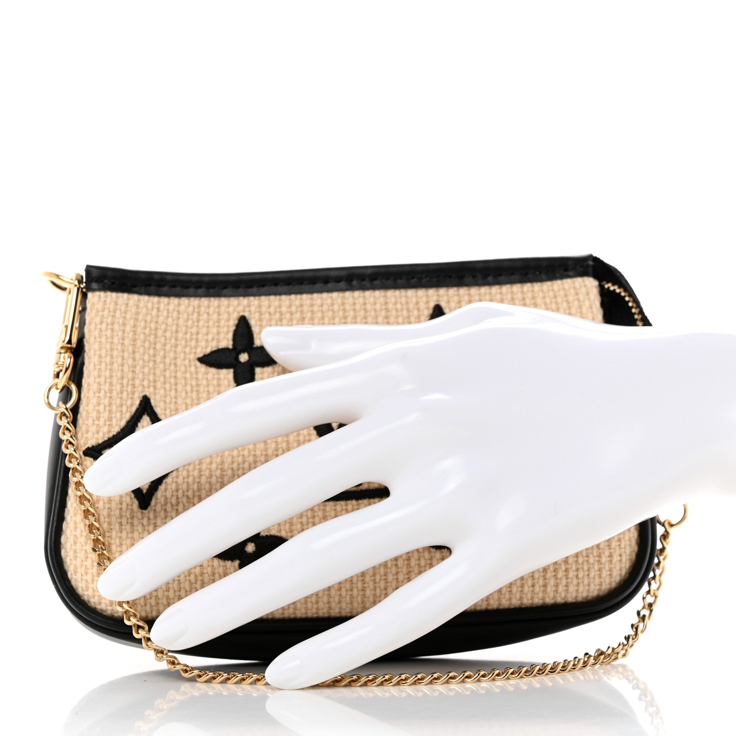 Louis Vuitton Cotton Monogram Giant Mini Pochette Accessories Beige Black 2 of 6