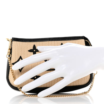 Louis Vuitton Cotton Monogram Giant Mini Pochette Accessories Beige Black 2 of 6
