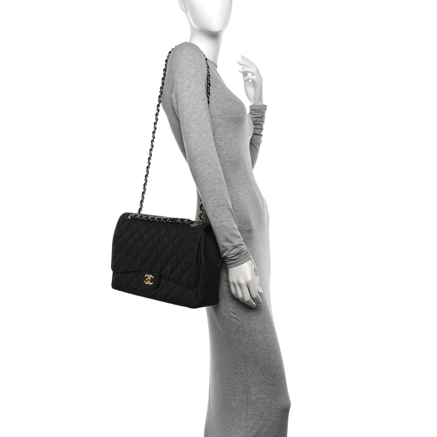 Caviar Quilted Maxi Single Flap Black