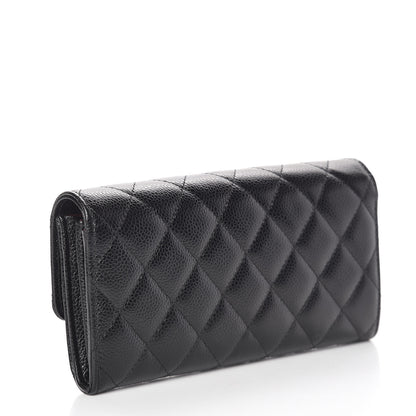 Chanel Caviar Quilted Large Gusset Flap Wallet Black 3 of 11