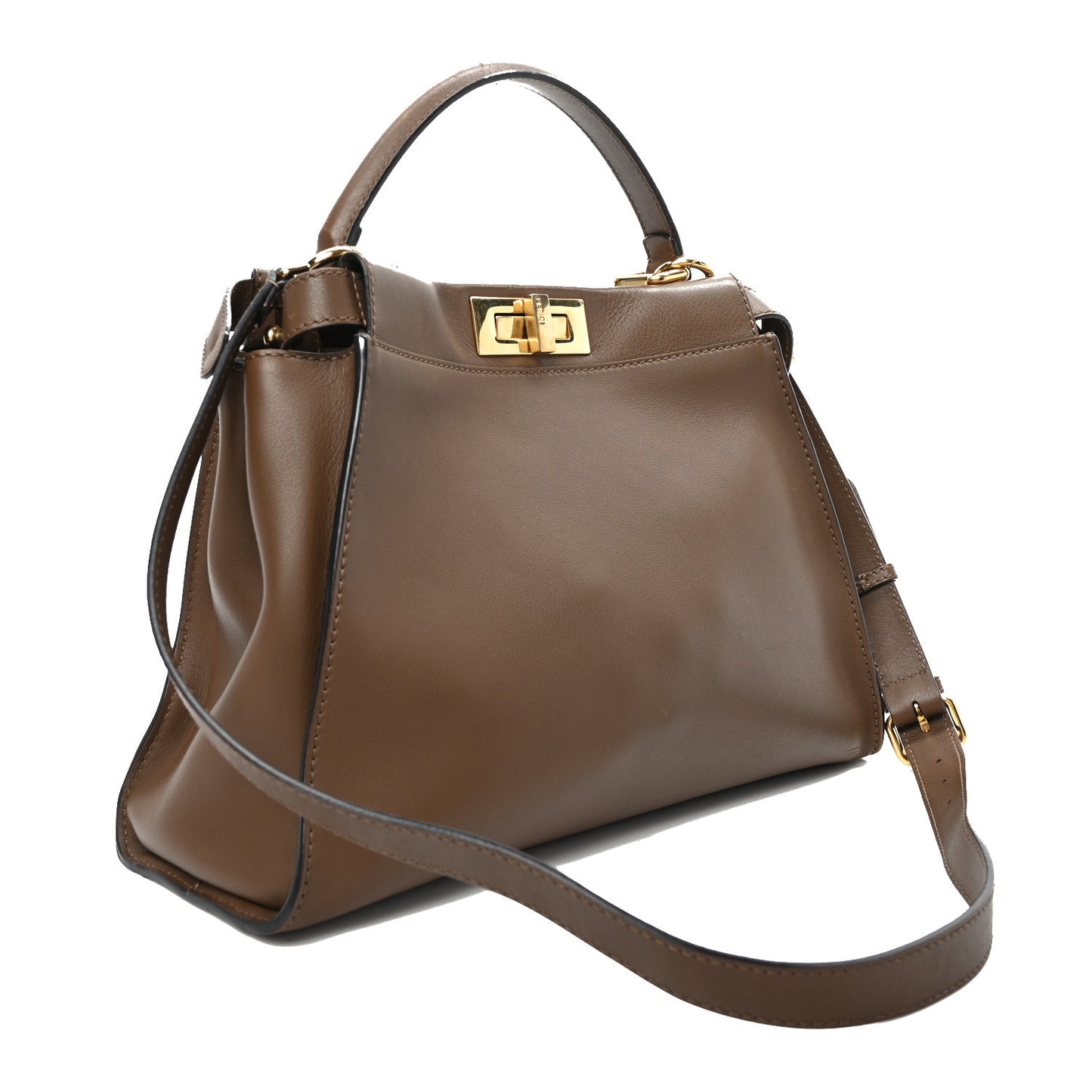 Vitello Seta Fabric Jacquard Pequin Medium Peekaboo Iconic Satchel  Foresta Tobacco