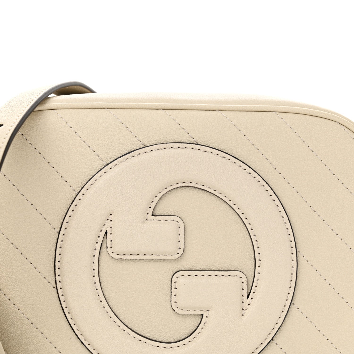 Gucci Sakai Be Green Calfskin Diagonal Stitched Small Blondie Shoulder Bag Mystic White 8 of 10