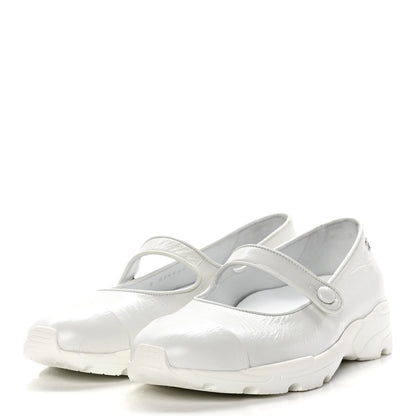 Chanel Patent Calfskin Mary Jane Strap Pumps 36.5 White 3 of 11