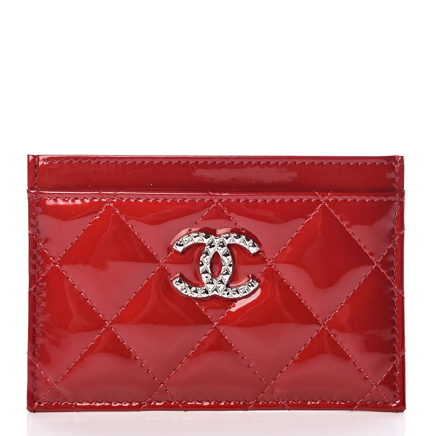 Chanel Patent Quilted Brilliant Card Holder Red 1 of 9