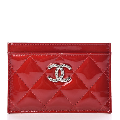 Chanel Patent Quilted Brilliant Card Holder Red 1 of 9