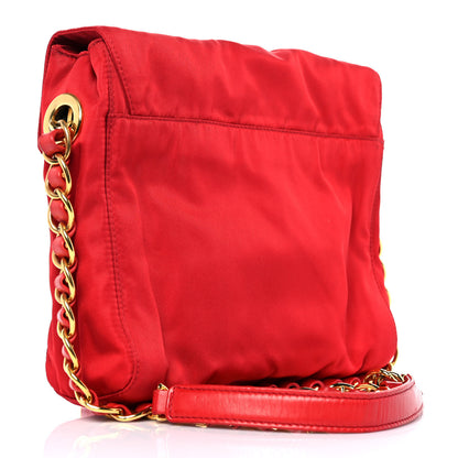 Prada Tessuto Nylon Chain Shoulder Bag Rosso 2 of 8
