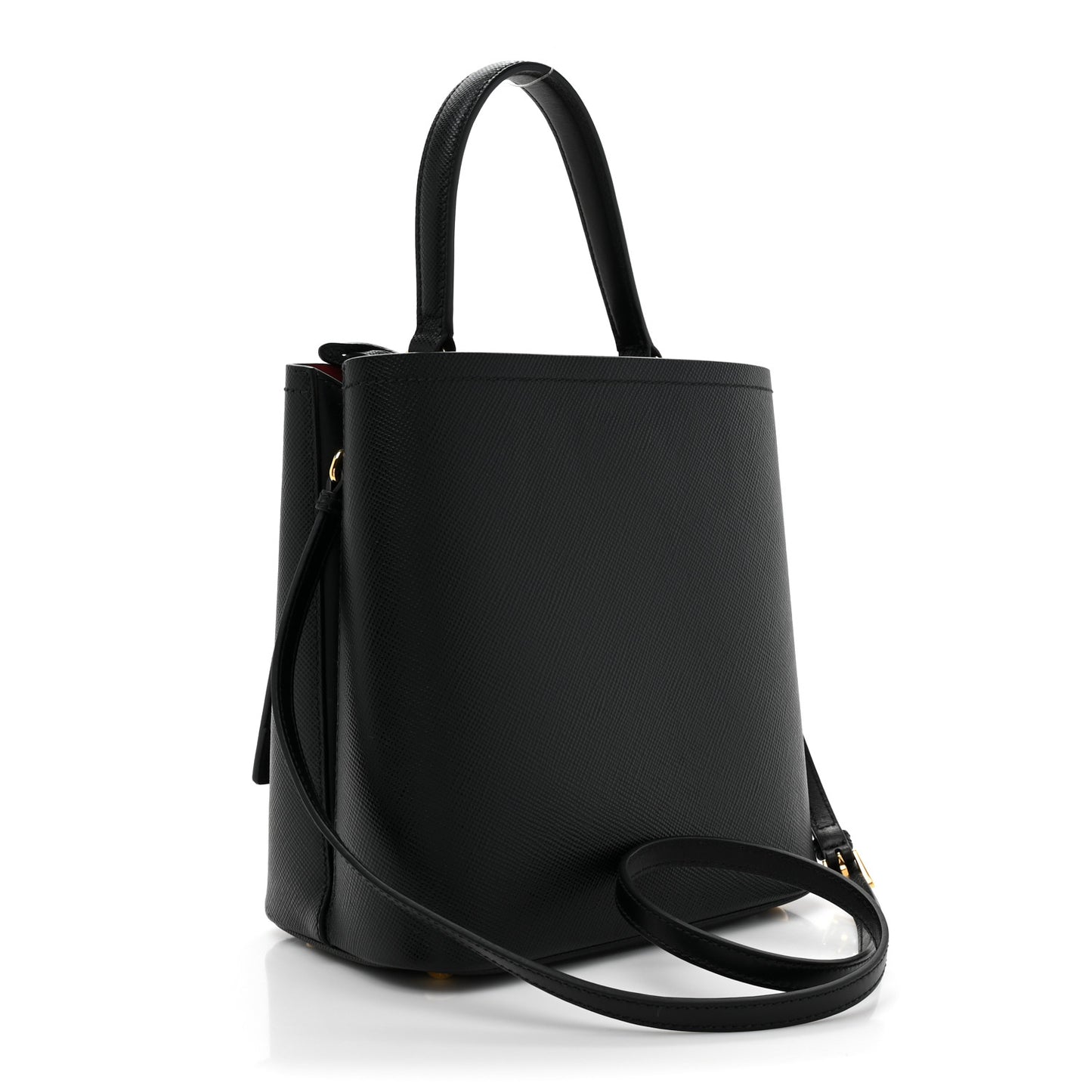 Saffiano Cuir Medium Panier Bucket Bag Black Fuoco