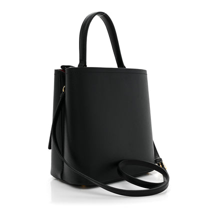 Prada Saffiano Cuir Medium Panier Bucket Bag Black Fuoco 3 of 9