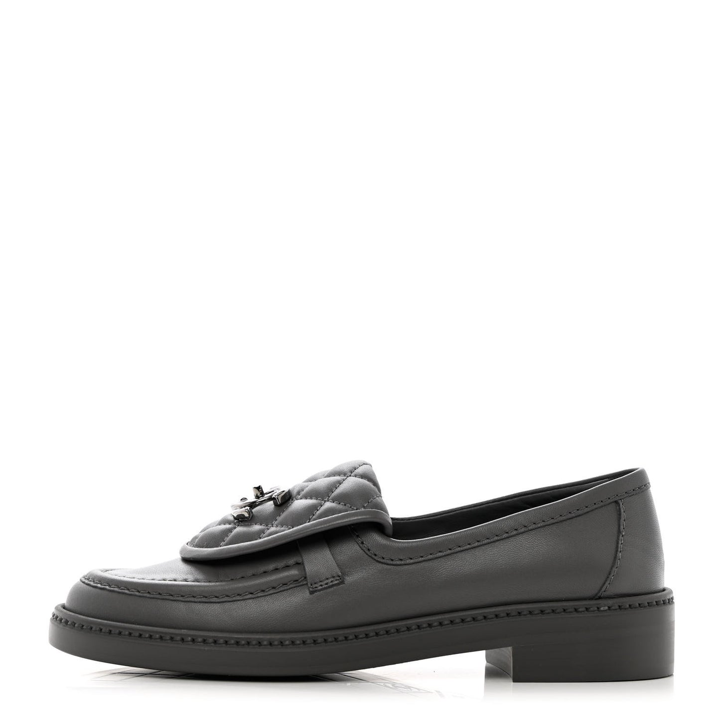 Lambskin Quilted CC Turnlock Loafers 36 Grey