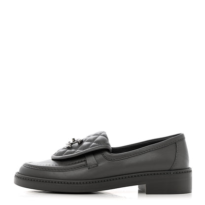 Chanel Lambskin Quilted CC Turnlock Loafers 36 Grey 1 of 14