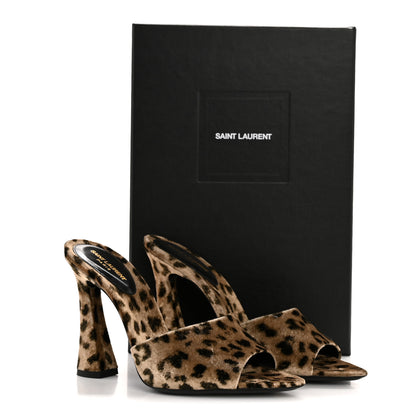 Saint Laurent Velvet Leopard Print Gippy 105 Sandals 38.5 Manto Naturale 10 of 10