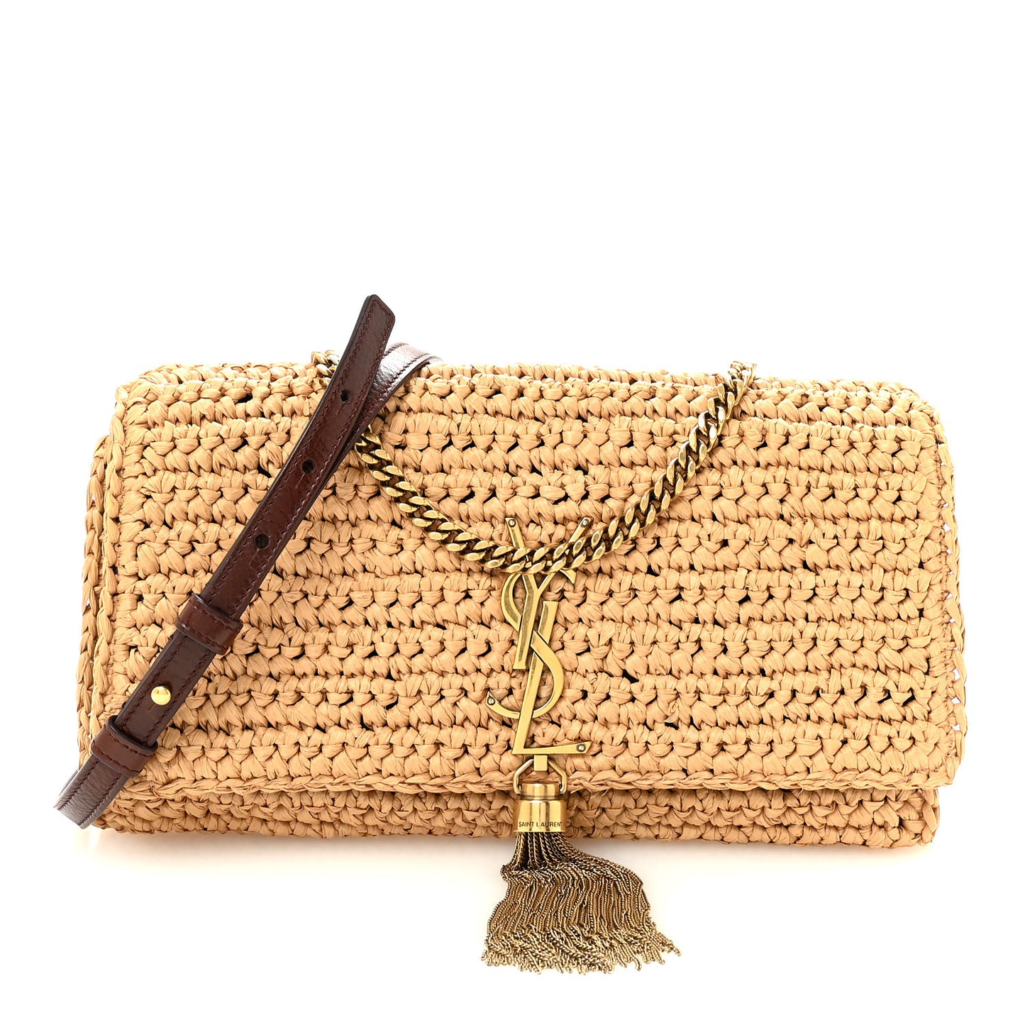 Raffia Monogram Tassel Kate 99 Dark Nude