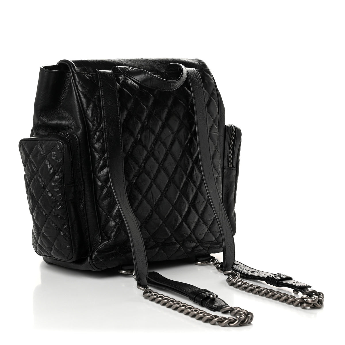 Chanel Grained Calfskin Quilted Large Casual Rock Backpack Black 3 of 10