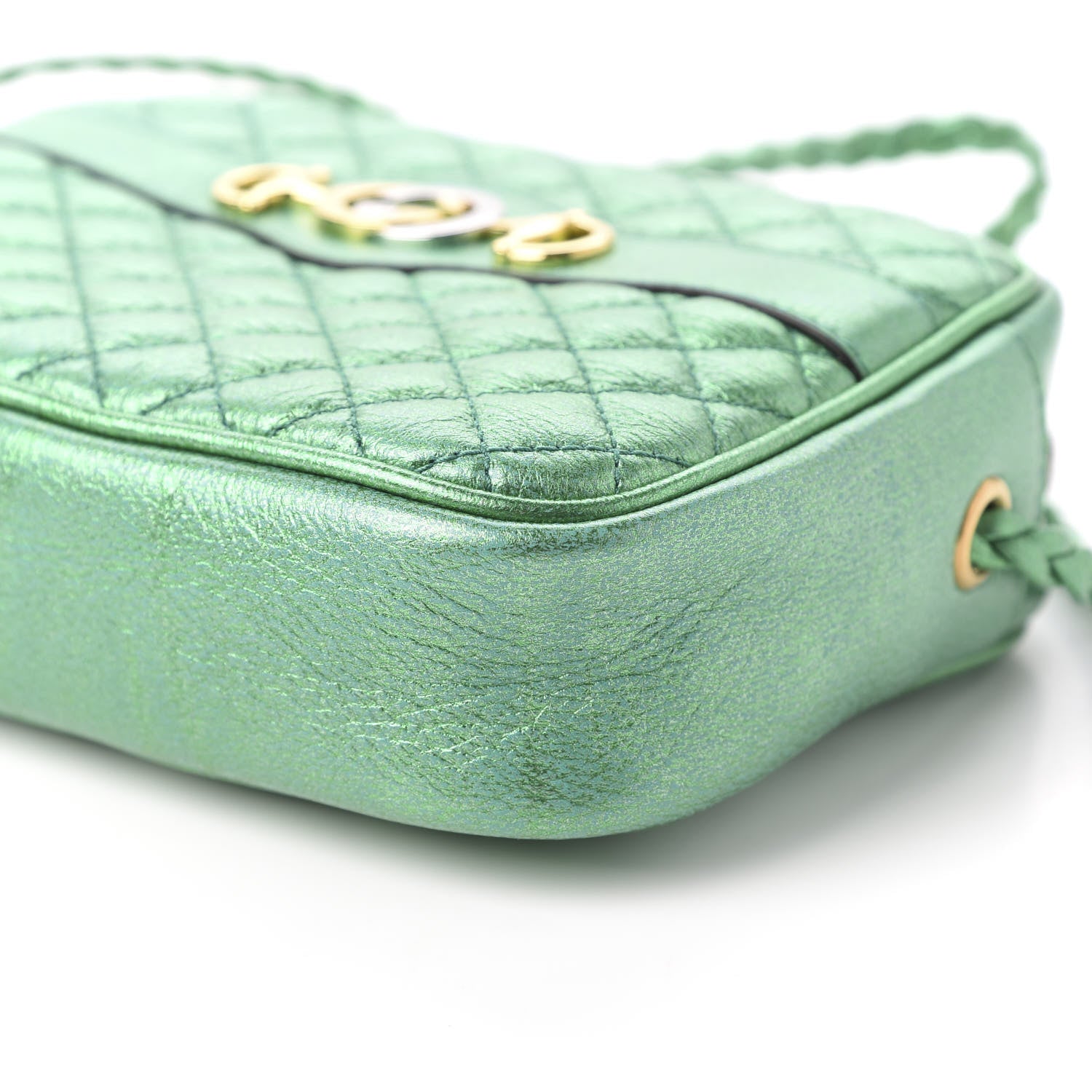 Gucci Laminated Nappa Trapuntata Mini Zumi Shoulder Bag Jasmine Green 7 of 9