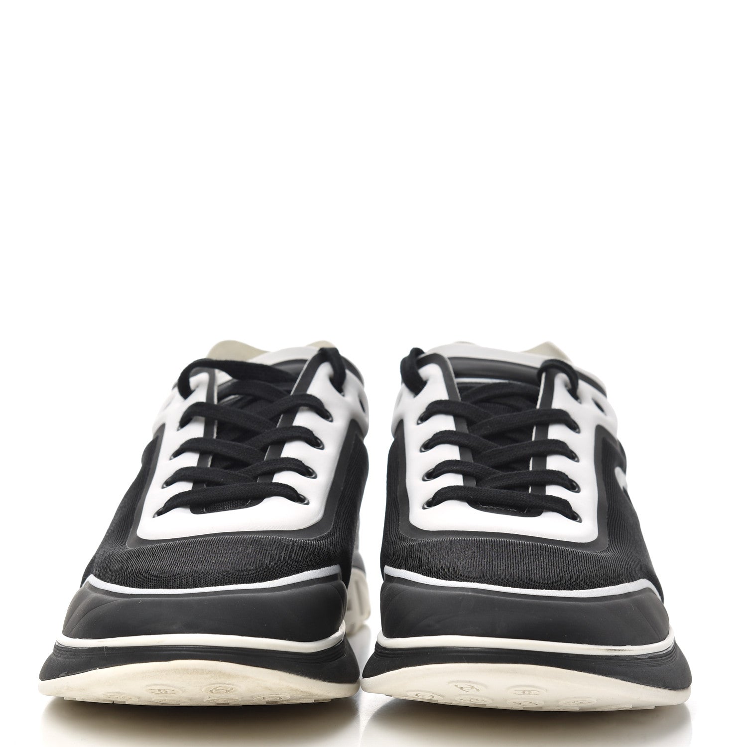 Chanel Mesh Lycra Thermoplastic Mens Sneakers 46 Black White 2 of 16
