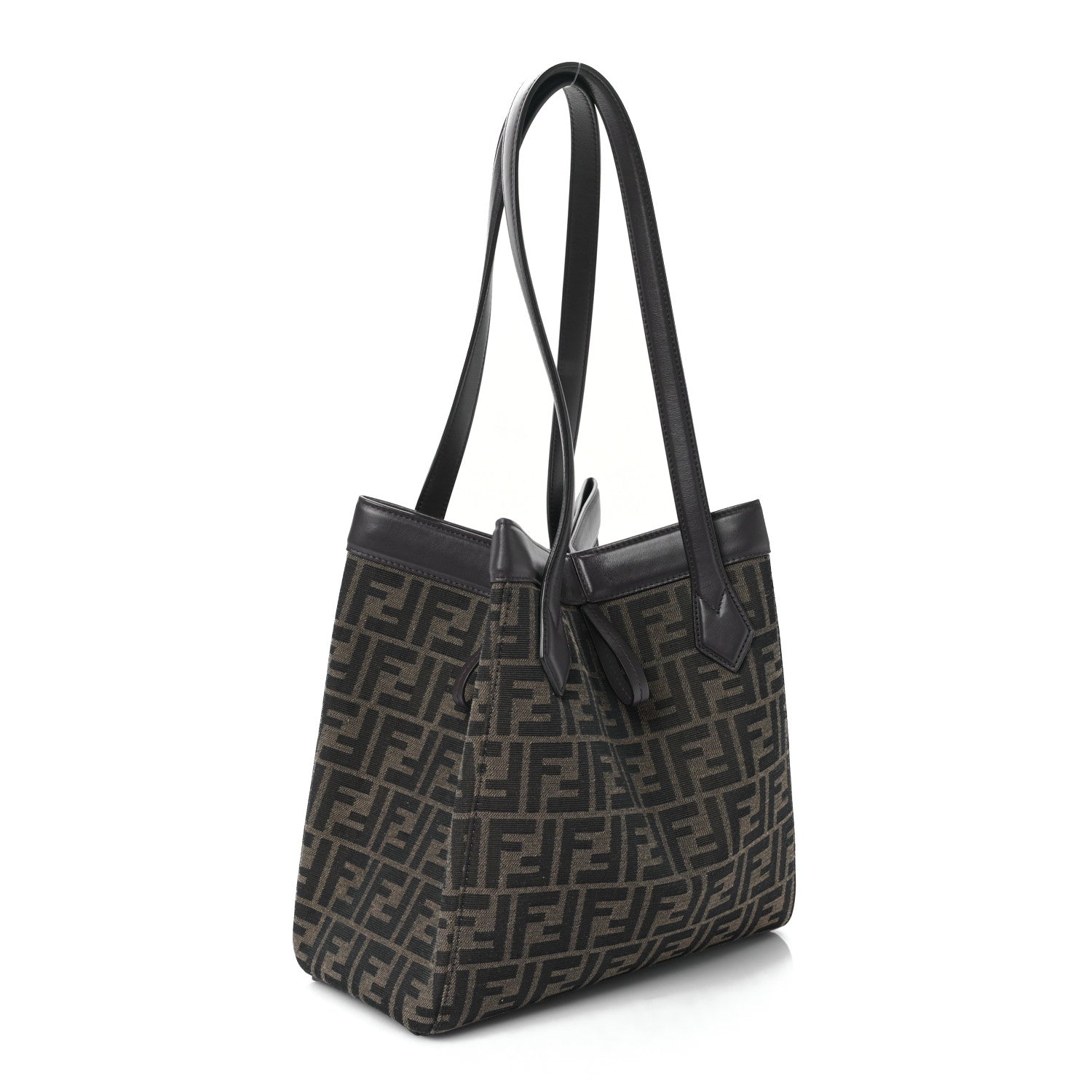 Fendi Fabric Jacquard Vitello Grace FF 1974 Medium Fendi Origami Tobacco Moro Ebano 3 of 8
