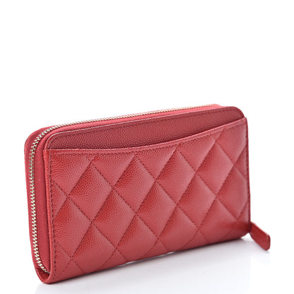 Chanel Caviar Quilted Medium Zip Around Wallet Red 3 of 9