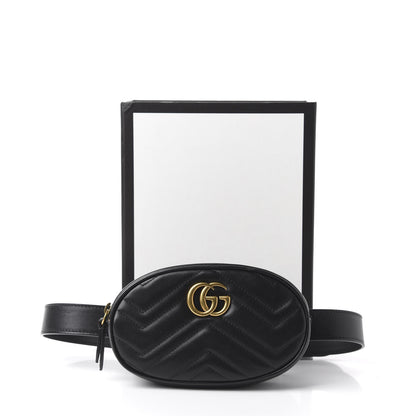 Gucci Calfskin Matelasse GG Marmont Belt Bag 75 30 Black 11 of 11