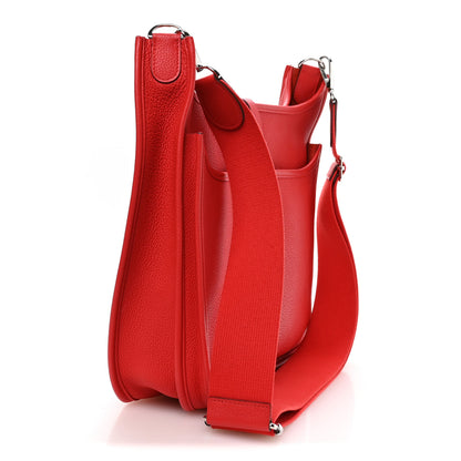 Hermes Taurillon Clemence EVELYNE III PM Rouge de Coeur 2 of 10