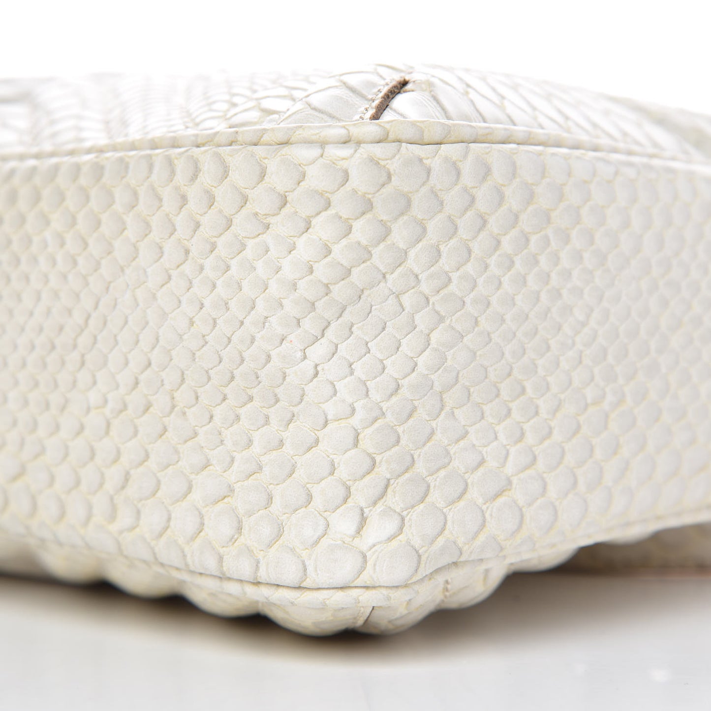 Snakeskin Effect Star Patch Shoulder Bag Ivory