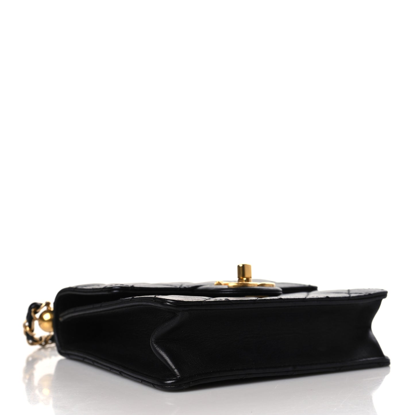 Goatskin Quilted Chic Pearls Flap Black