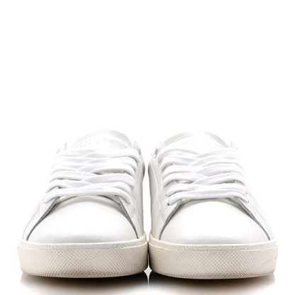 Saint Laurent Calfskin Snakeskin Embroidered Court Classic Sneakers 38.5 Panna 3 of 10