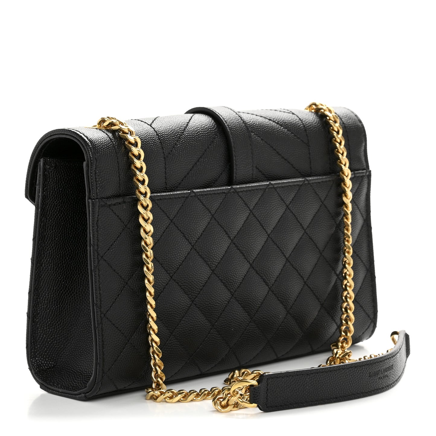 Grain De Poudre Textured Mixed Matelasse Triquilt Small Monogram Satchel Black