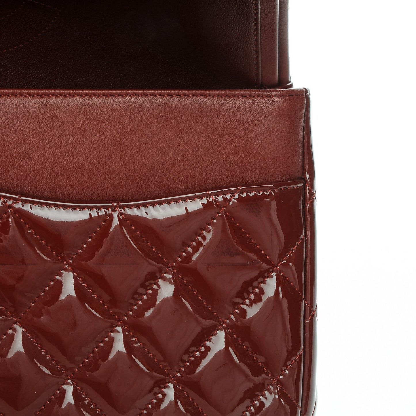 Patent Quilted Jumbo Double Flap Dark Red