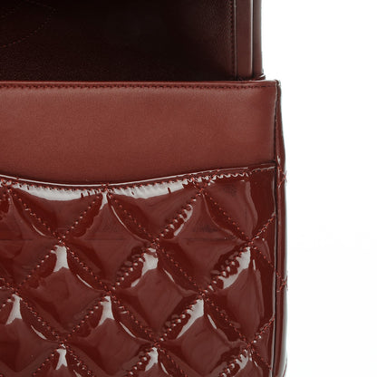 Chanel Patent Quilted Jumbo Double Flap Dark Red 11 of 11