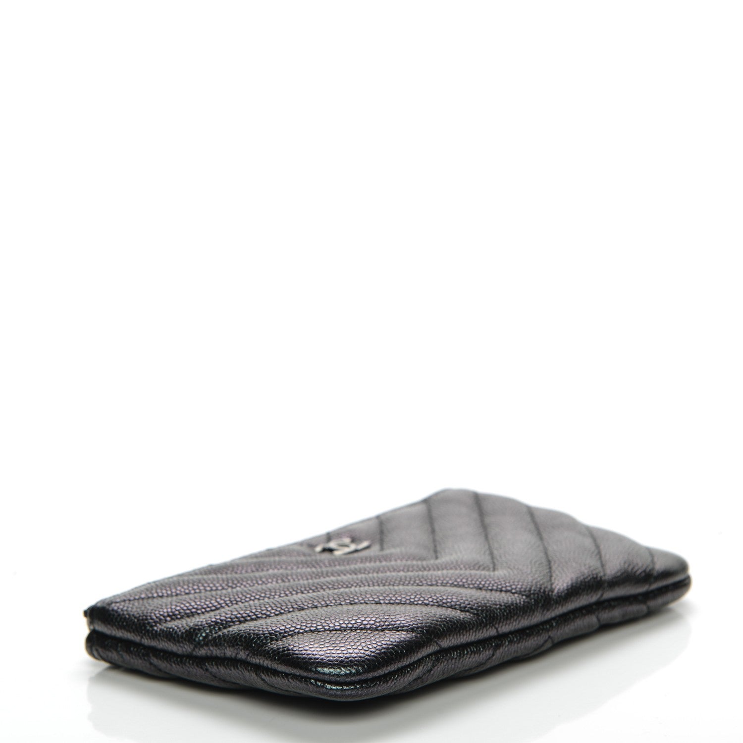 Chanel Iridescent Caviar Chevron Quilted Small Cosmetic Case Black 4 of 8