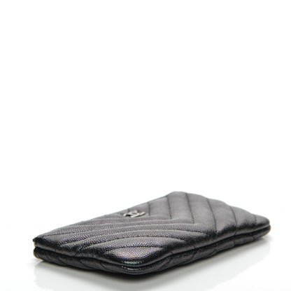 Chanel Iridescent Caviar Chevron Quilted Small Cosmetic Case Black 4 of 8