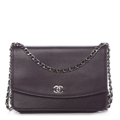 Chanel Caviar Sevruga Wallet On Chain WOC Plum 1 of 10