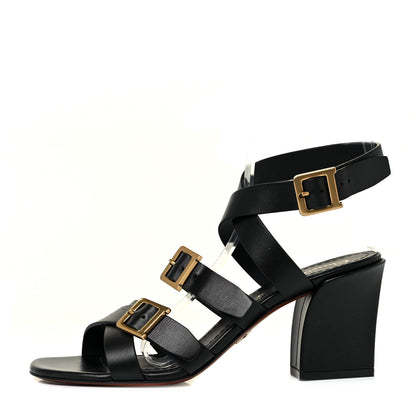 Christian Dior Calfskin Double D 70mm Sandals 36.5 Black 1 of 7