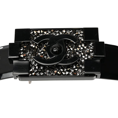 Chanel Patent Crystal Embellished Plexiglass CC Boy Belt 85 34 Black 8 of 8