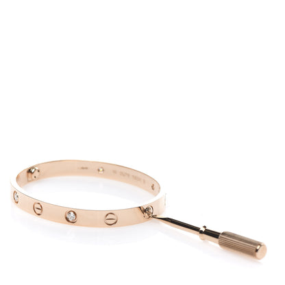 Cartier 18K Pink Gold 4 Diamond LOVE Bracelet 16 4 of 8