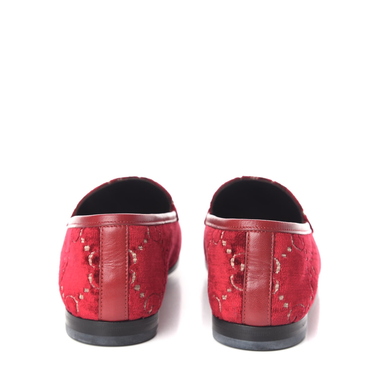 Gucci Velvet Malaga Kid GG Monogram Horsebit Womens Jordaan Loafers 38.5 Red Cipria Romantic Cerise 7 of 15